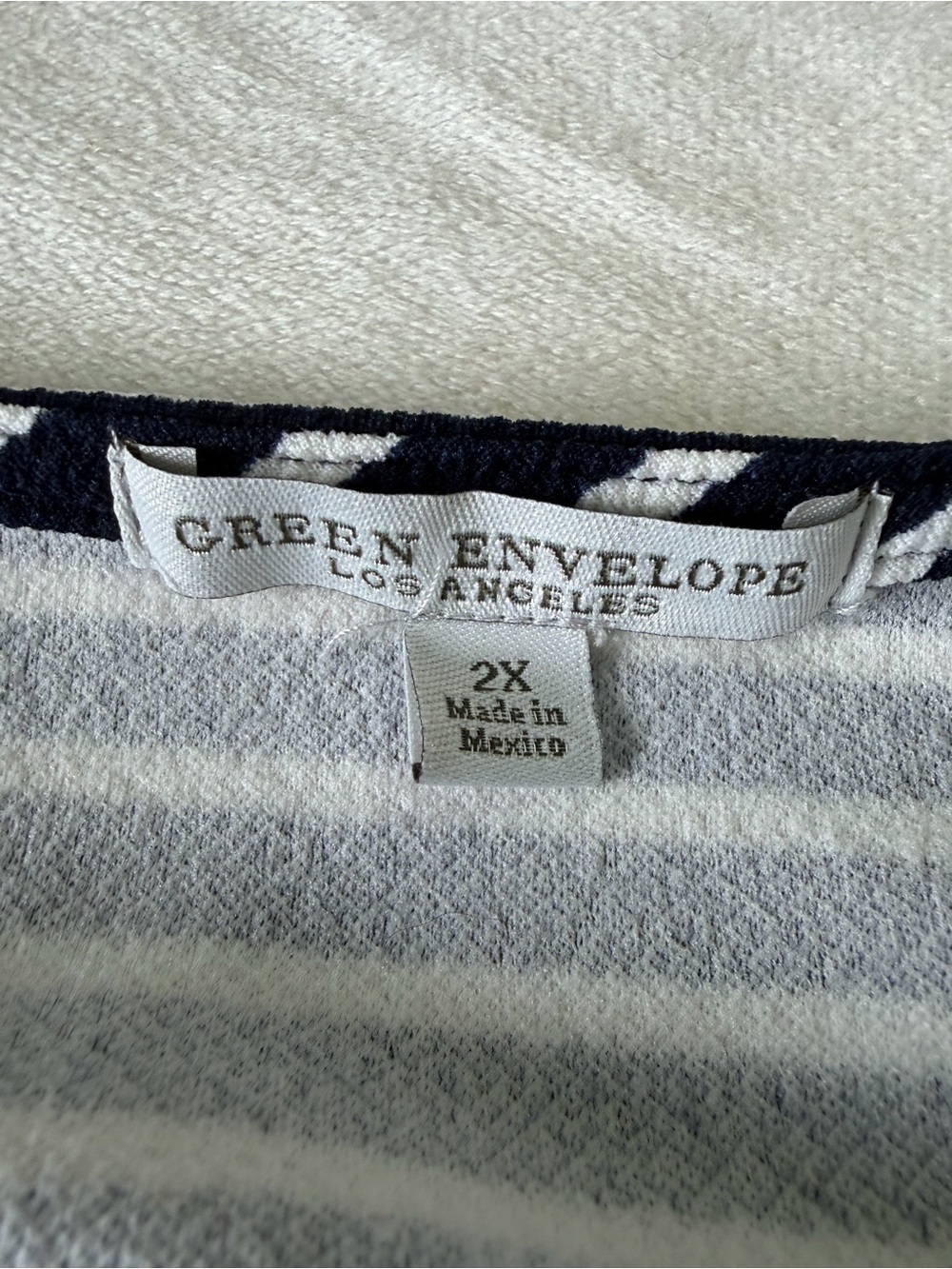 Green Envelope Navy and White Striped Top - Picture 6 of 7